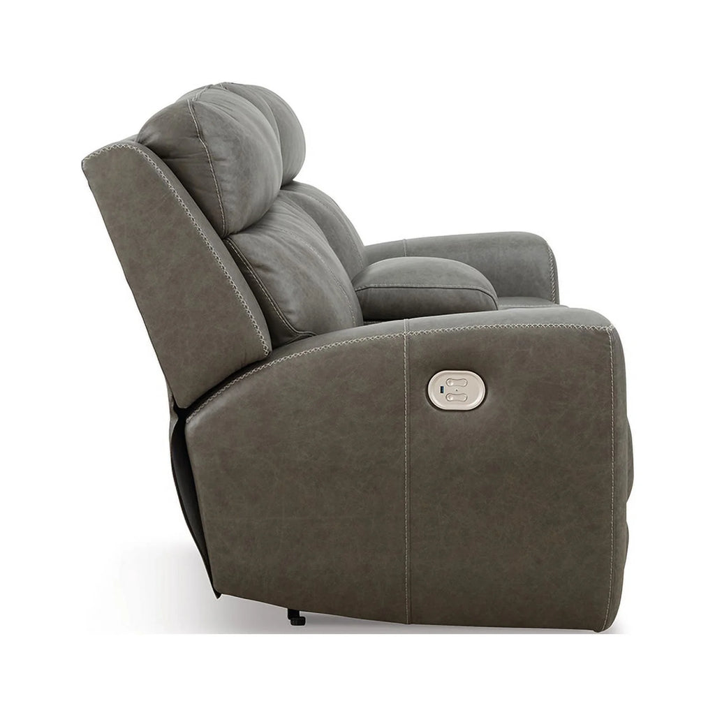 Gray Leather Power Reclining Loveseat T750321