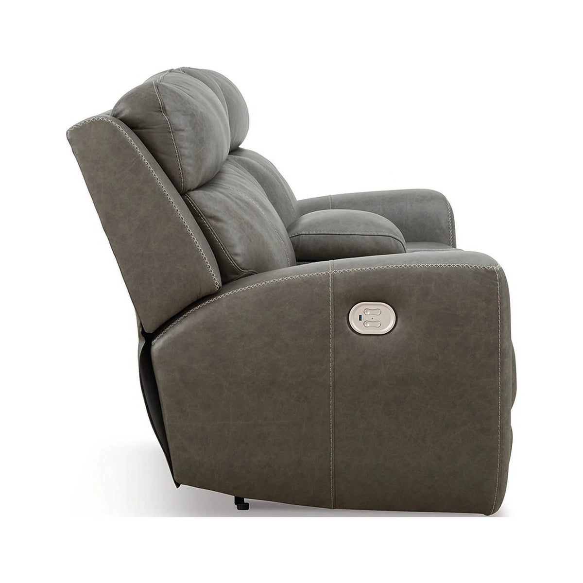 Gray Leather Power Reclining Loveseat T750321