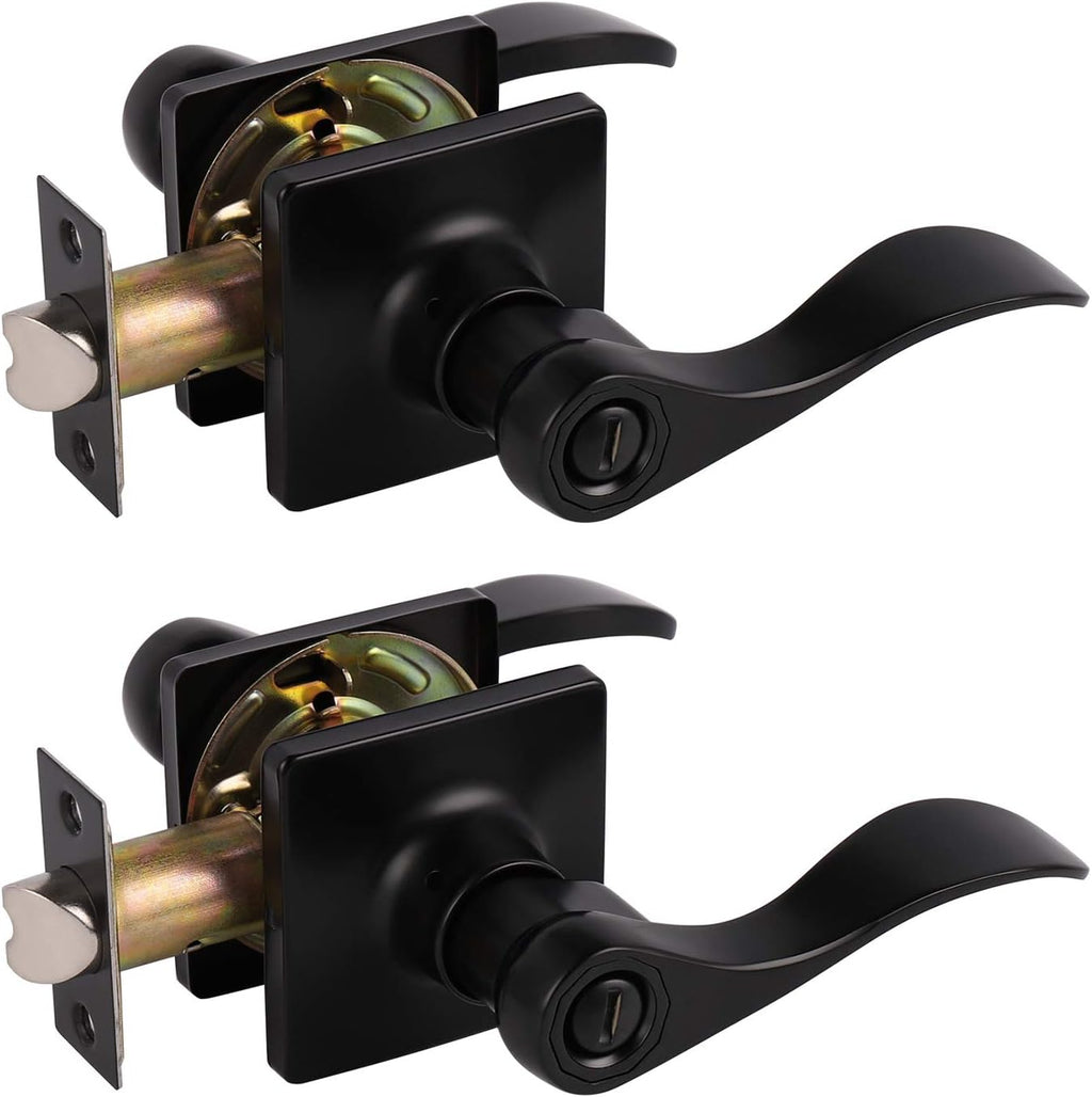 Black Keyless Privacy Door Lever Handles 5 Pack K7195