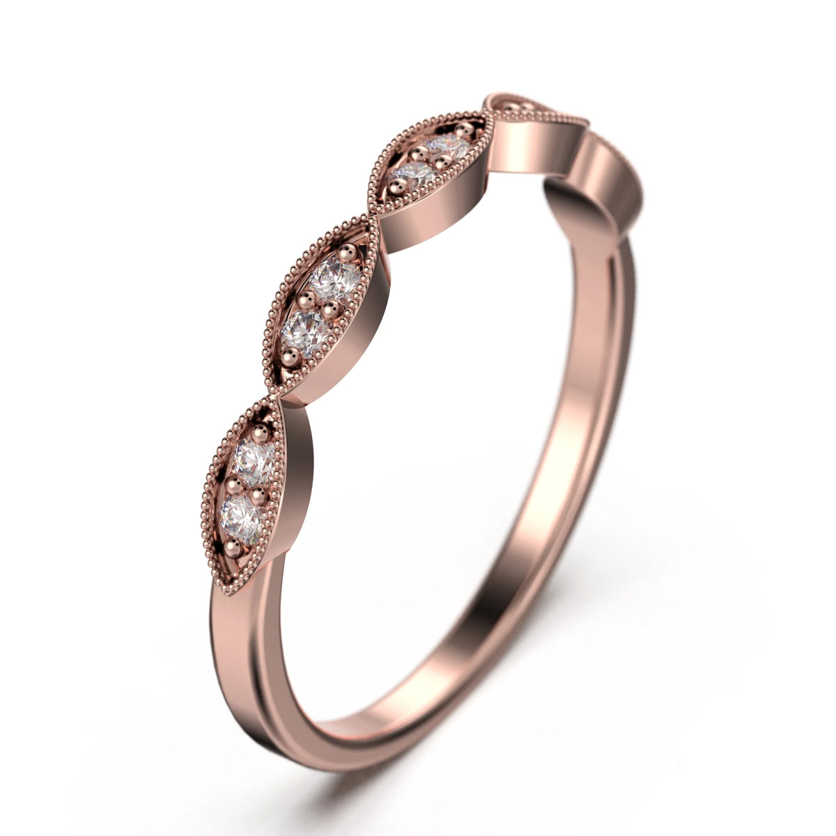 18K Rose Gold Over Silver Diamond Ring M522