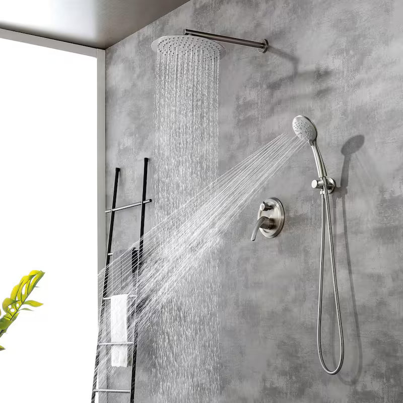 Wall Mount Dual Shower Heads with Valve in Brushed Nickel B866813