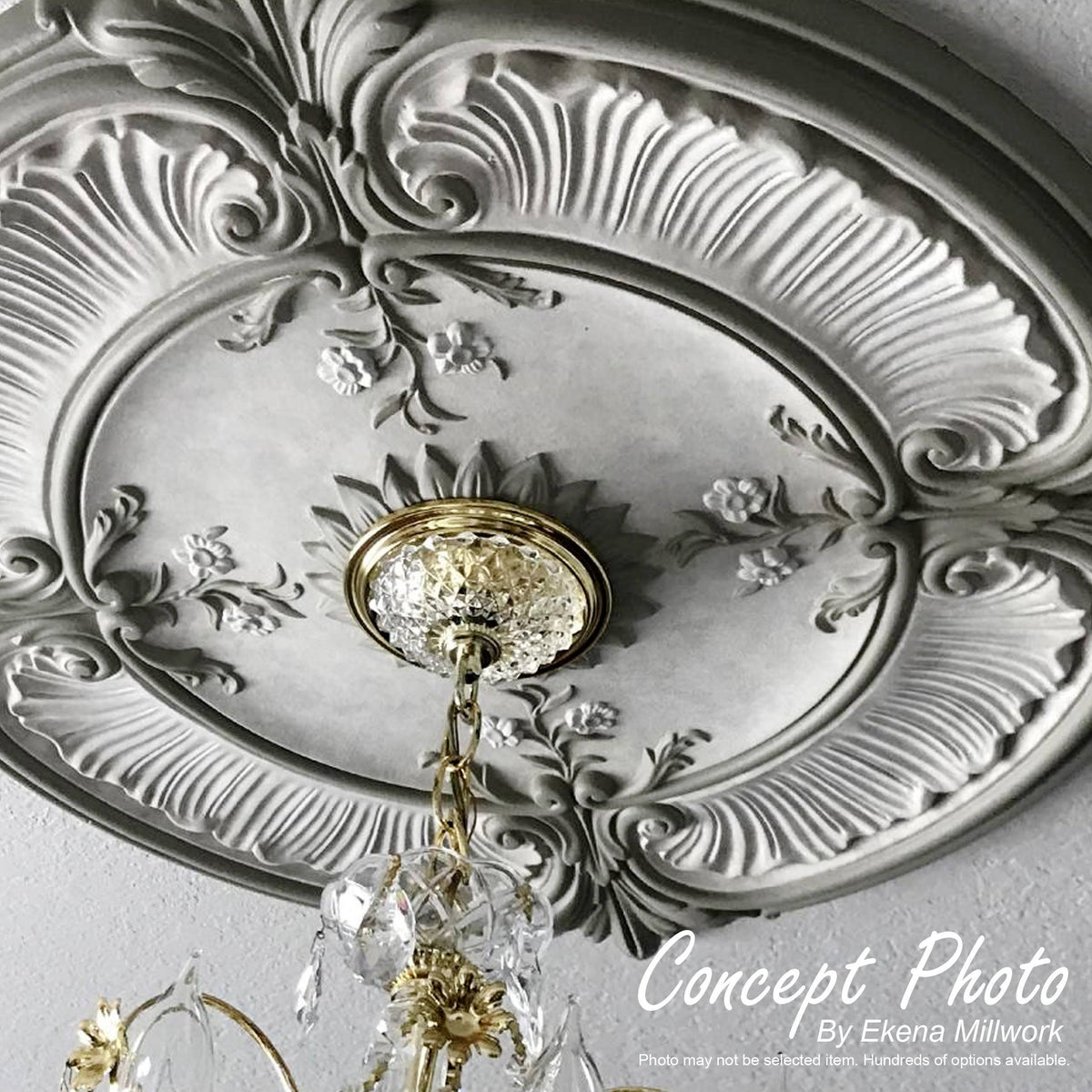 12 1/2x22OD x 3 7/8x22ID x 3/4x22P Hand-Painted Silver Ceiling Medallion U4697
