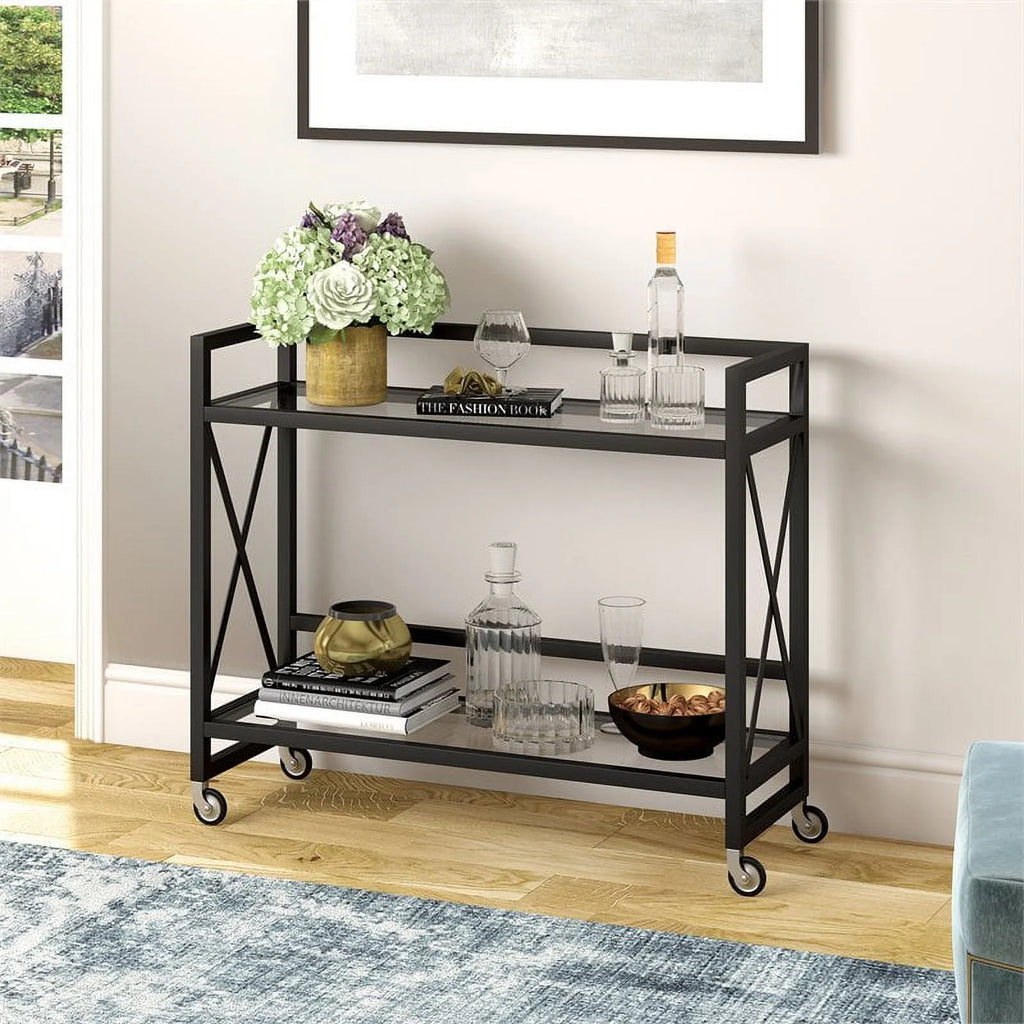 Blackened Bronze Metal/Glass Bar Cart T825370