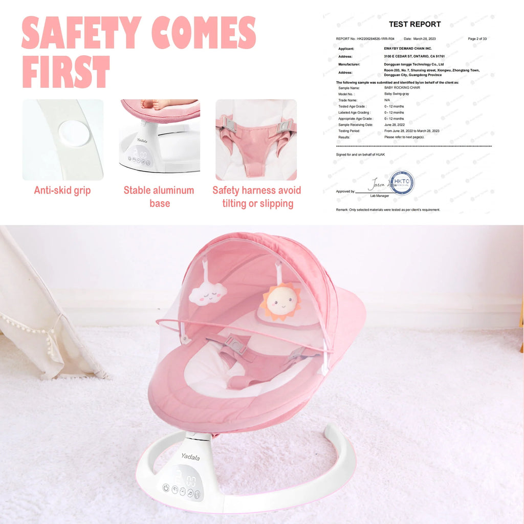Pink Electric Baby Swing T306538