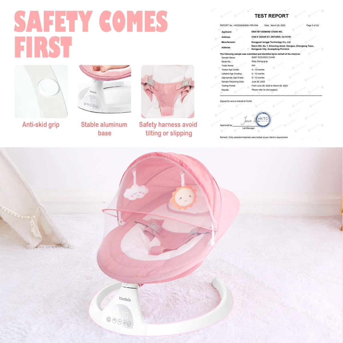 Pink Electric Baby Swing T306538
