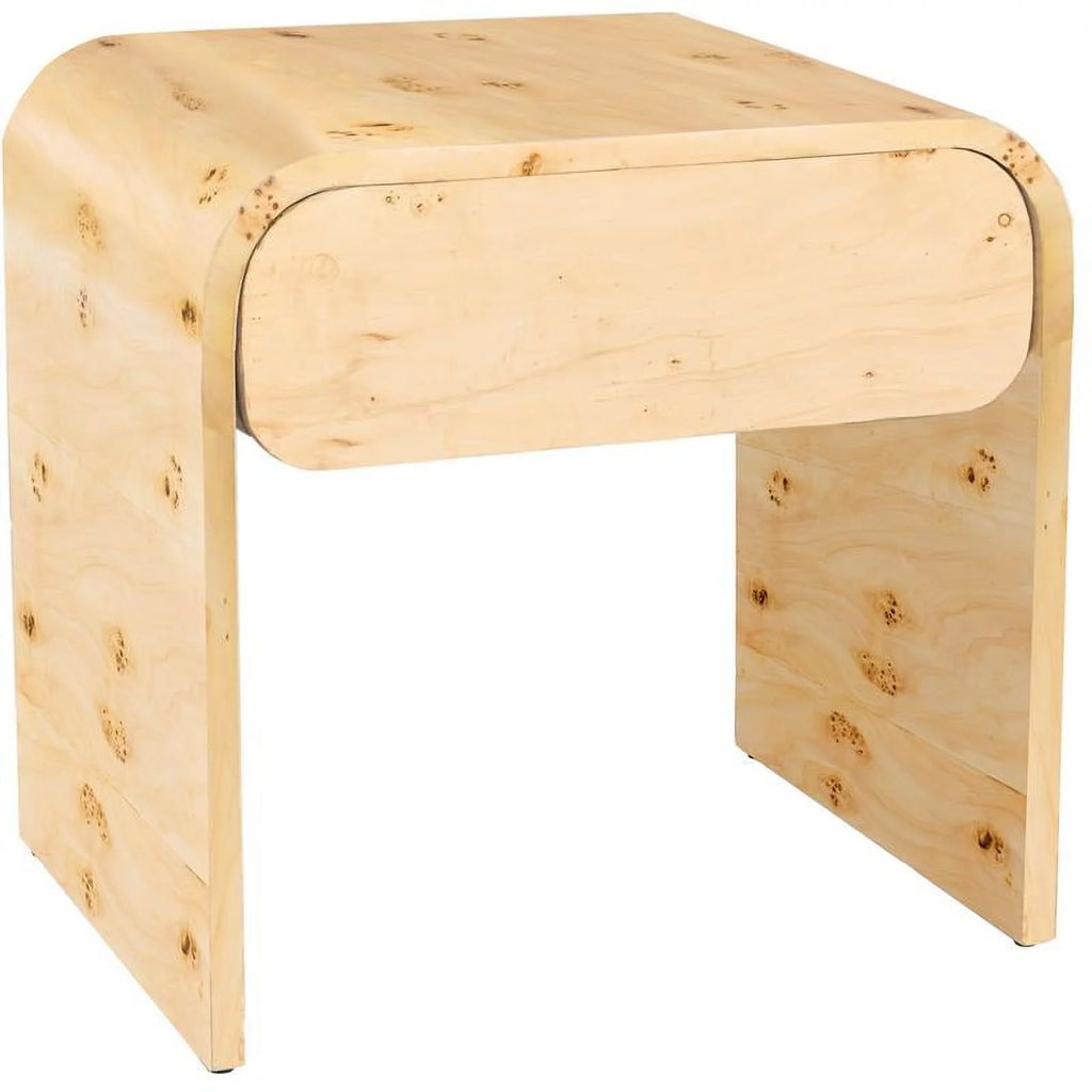 Mid-Century Solid Ash Burl Finish Wooden Night Stand Z9370