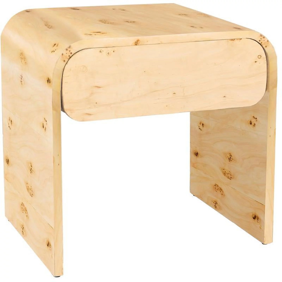 Mid-Century Solid Ash Burl Finish Wooden Night Stand Z9370