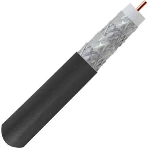 RG6 18AWG Quad Shielded Coaxial Cable, Black, 1000 ft A26454