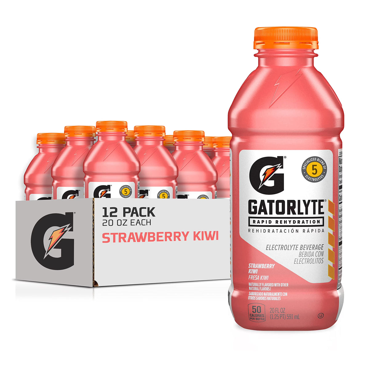 Strawberry Kiwi Electrolyte Beverage, 20 Fl Oz (Pack Of 12) D42835