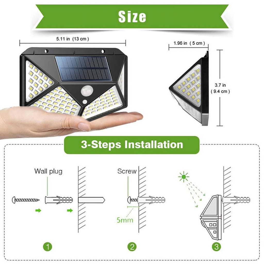 100LED Solar Motion Sensor Light IP65 Waterproof 4Pcs I7141