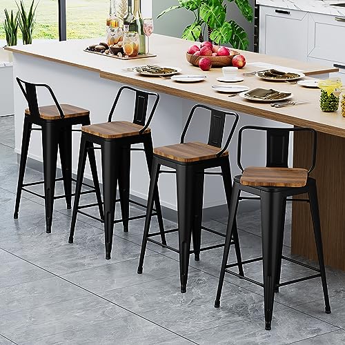 30 Inch Set of 4 Swivel Counter Height Metal Bar Stools G767626