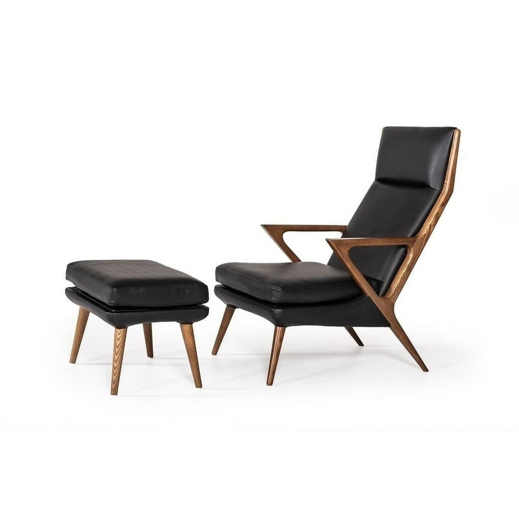 Black Lounge Chair & Ottoman C196