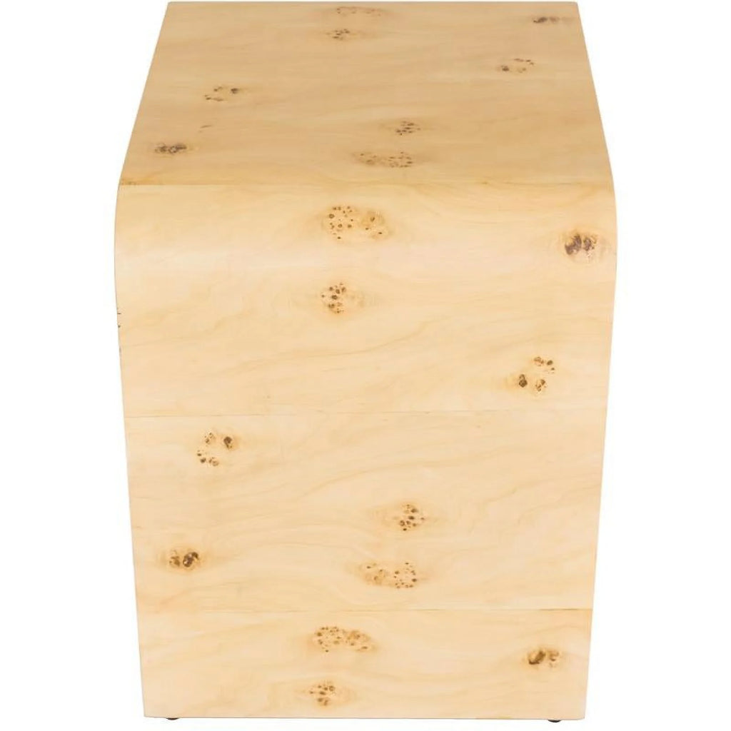 Mid-Century Solid Ash Burl Finish Wooden Night Stand Z9370