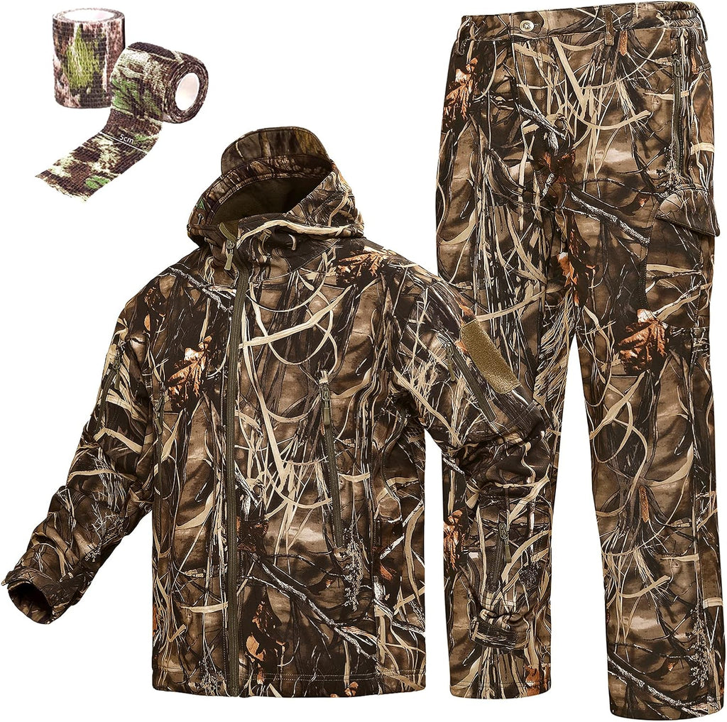 Camouflage Hunting Hoodie Jacket and Pants Windproof Coat D81619
