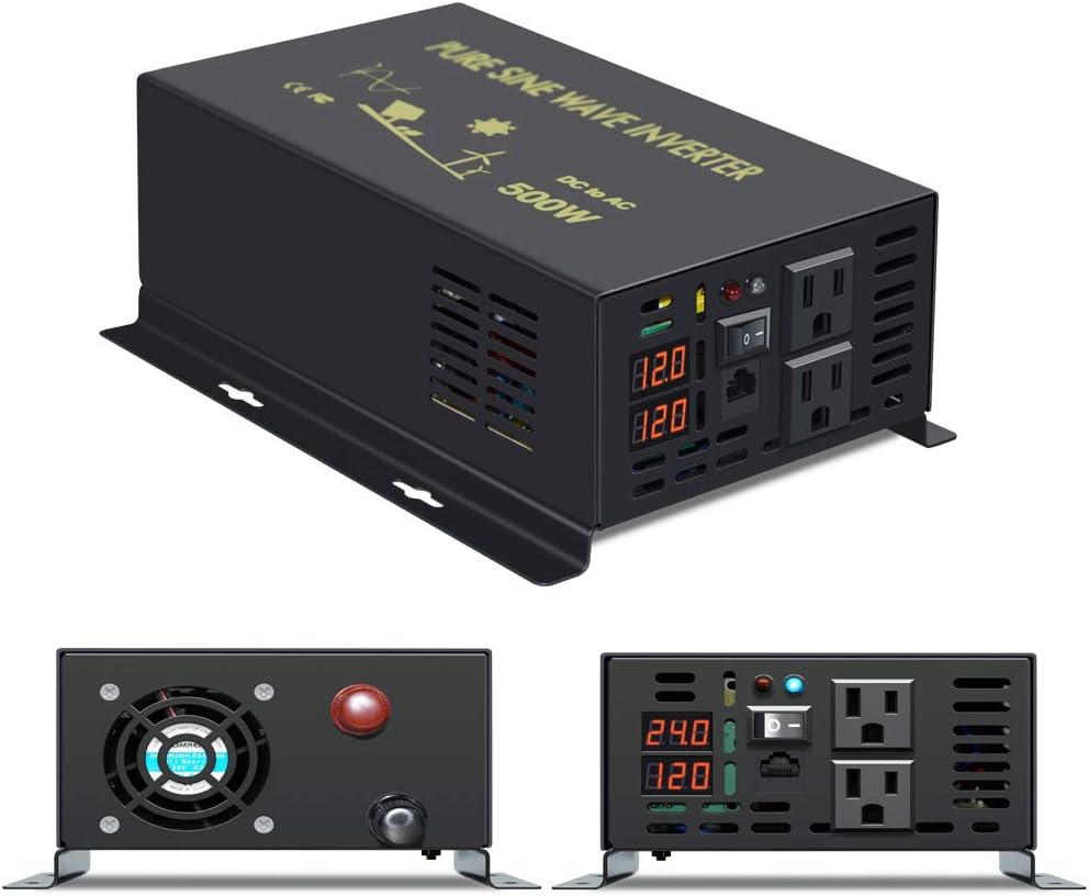 500W Pure Sine Wave Power Inverter 24V to 110V AC Converter U679