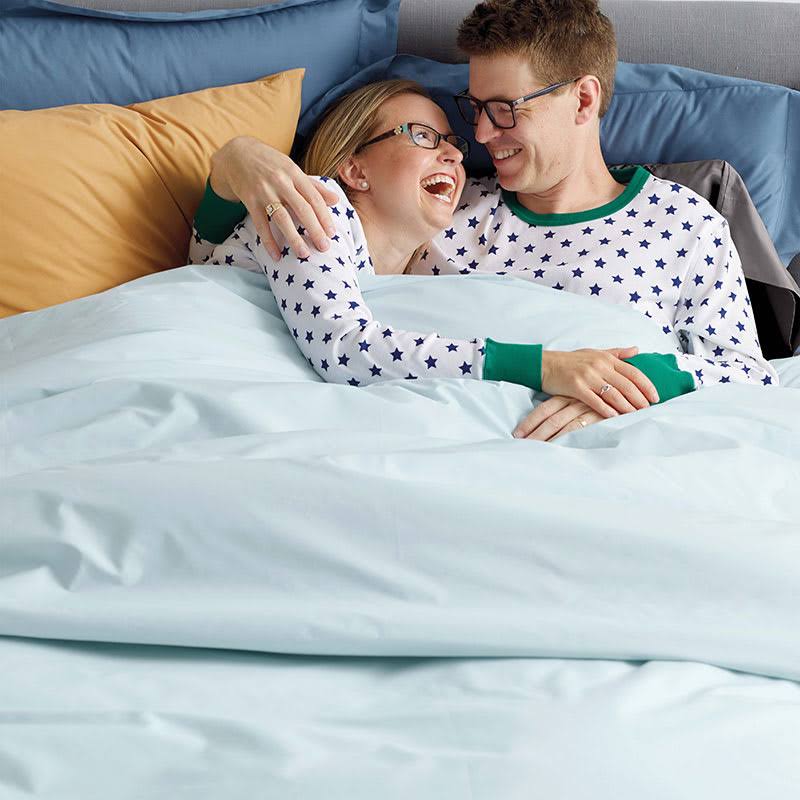 Gray 300-Thread Count Cotton Percale Twin Duvet Cover L31453