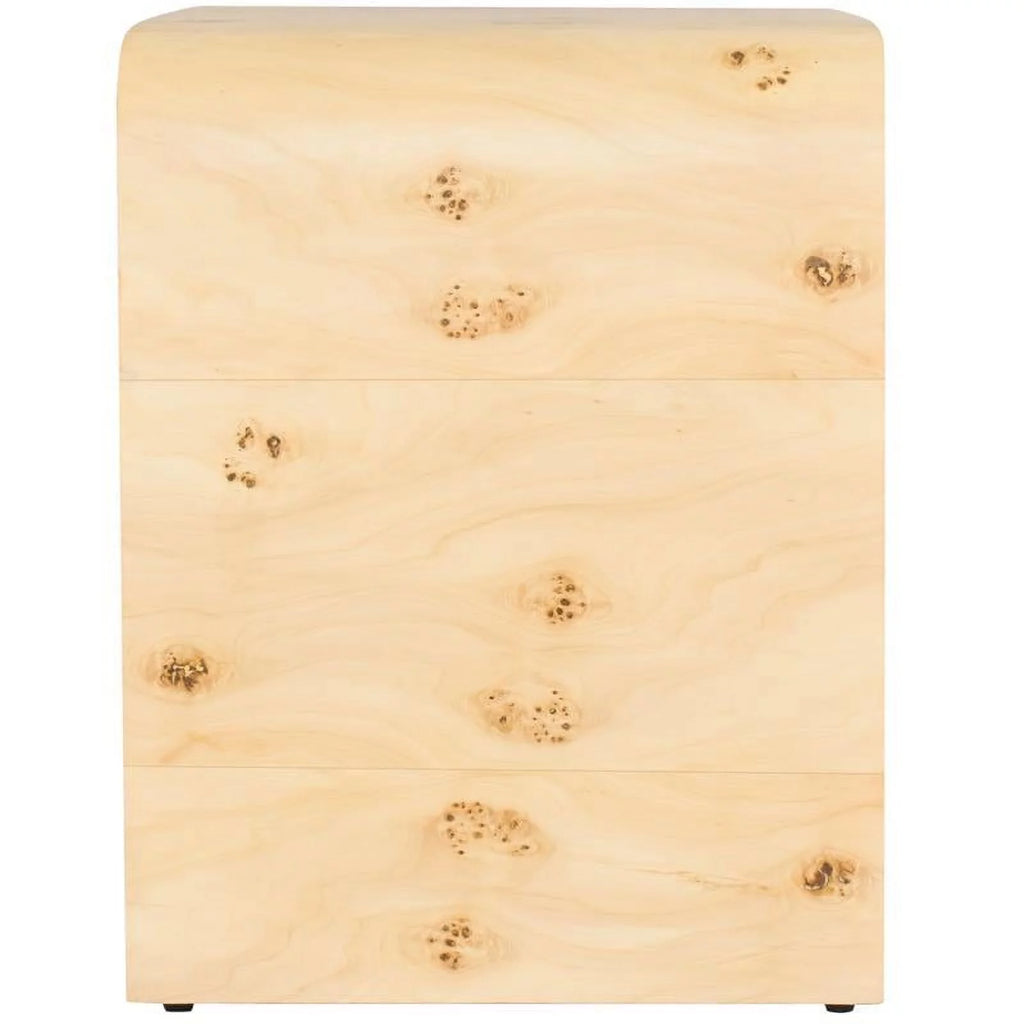 Mid-Century Solid Ash Burl Finish Wooden Night Stand Z9370