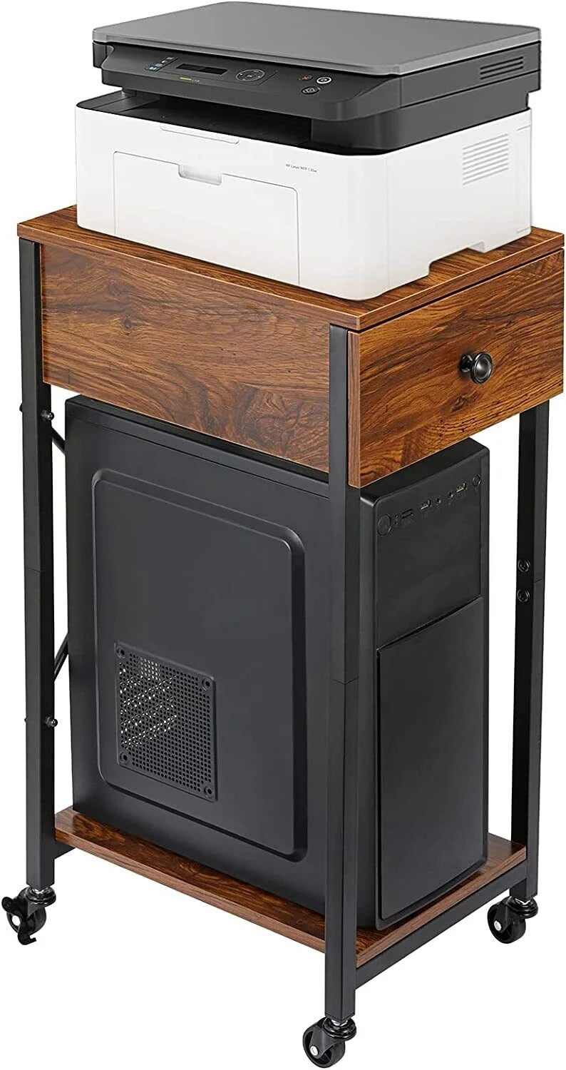 Computer Tower Stand with Wheels and Drawer D638406