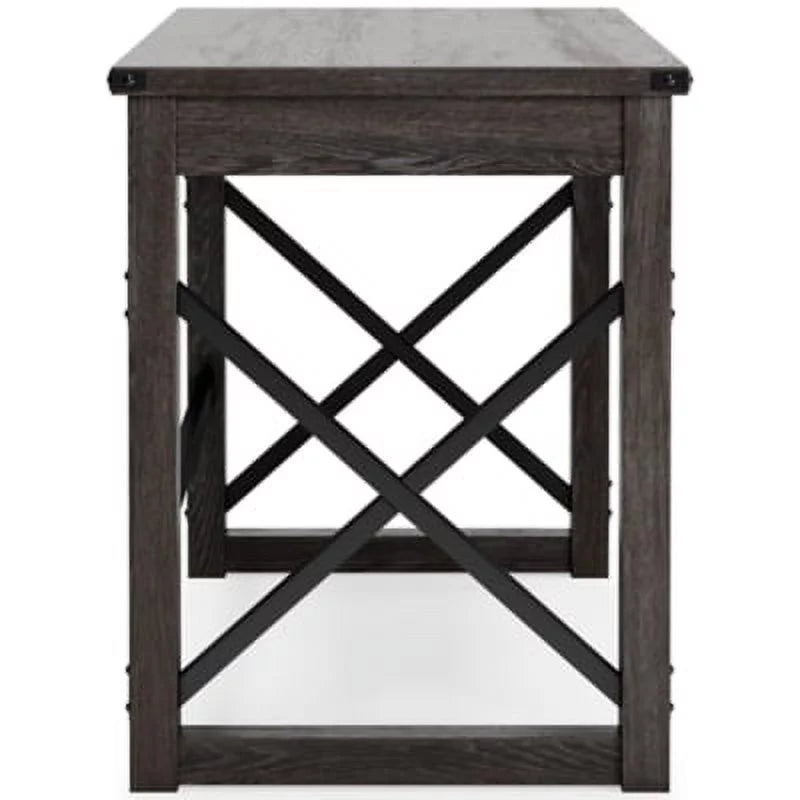 Dark Gray Rustic Farmhouse Home Office Desk X935069