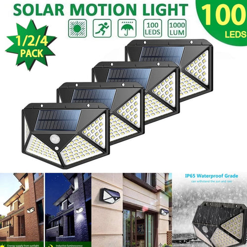 100LED Solar Motion Sensor Light IP65 Waterproof 4Pcs I7141