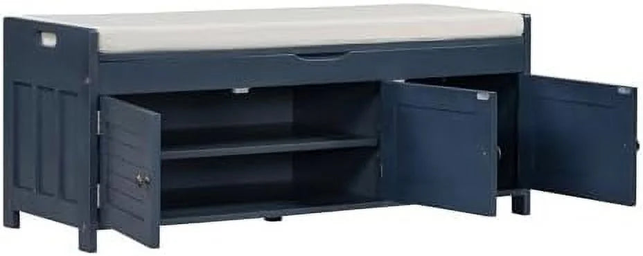 Espresso Wooden Entryway Bench with 3 Doors K18639