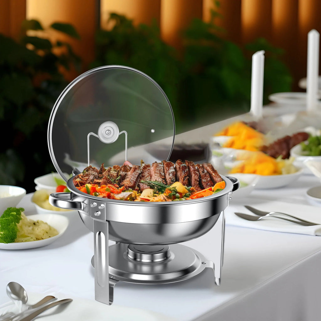 2 Pack 5QT Stainless Steel Chafing Dish Buffet Set with Glass Lid E57731