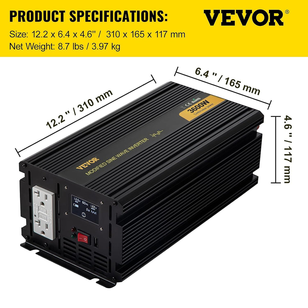 3600W Modified Sine Wave Power Inverter with LCD Display I512404