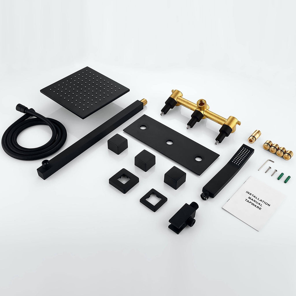 Black Shower System with Rough-In Valve K26988