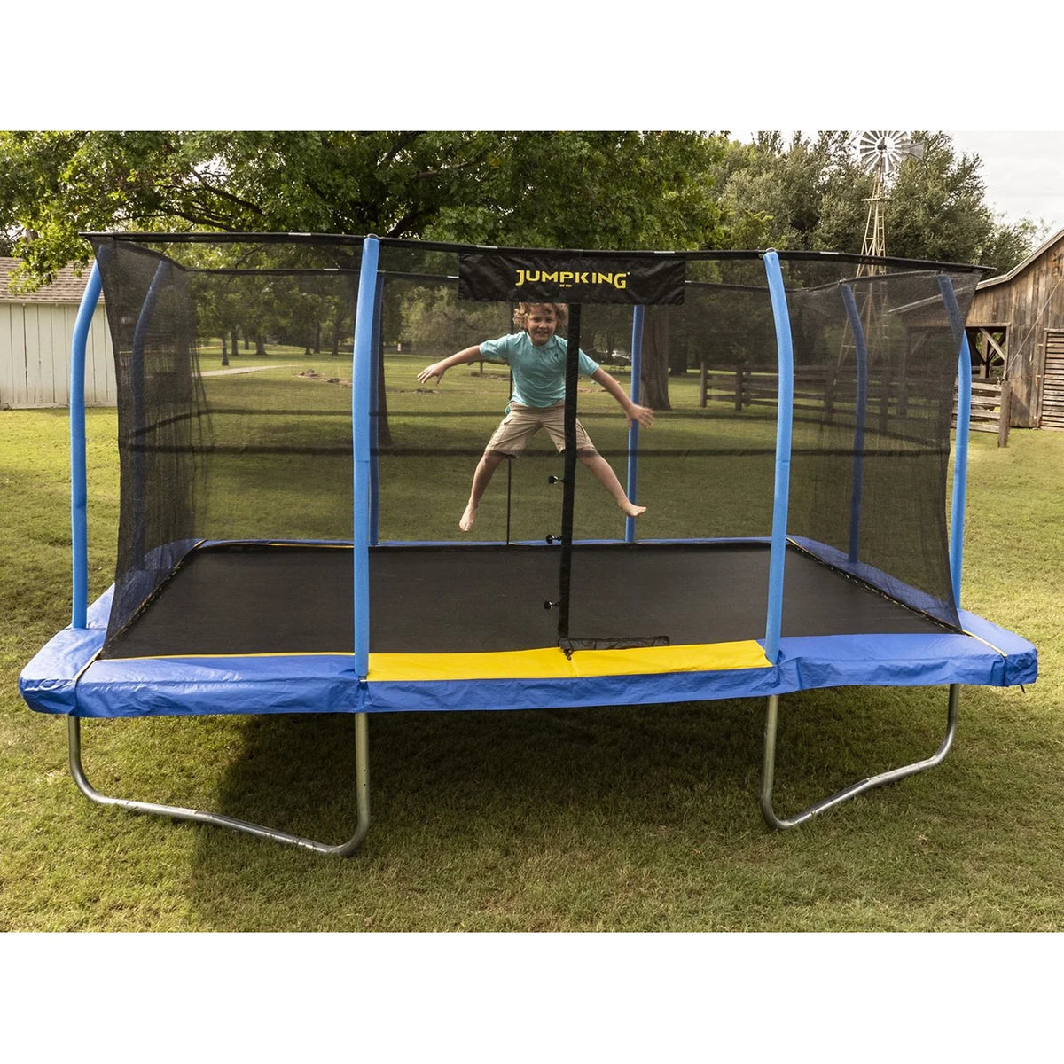 10 x 15-Ft Rectangular Trampoline and Enclosure Net Combo Q181413