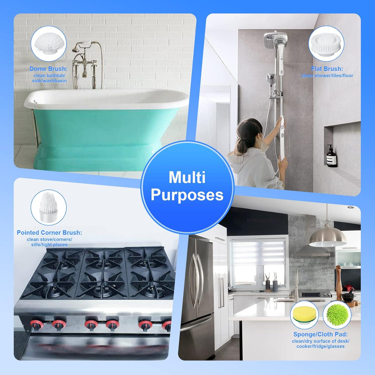 Cordless Electric Spin Scrubber with Adjustable Extension Handle (Grey) L11200
