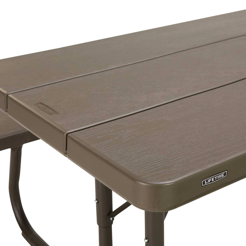6-Foot Dark Brown Faux Wood Folding Picnic Table W32373