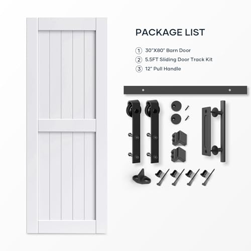 White Barn Door with Sliding Door Hardware Kit V605553