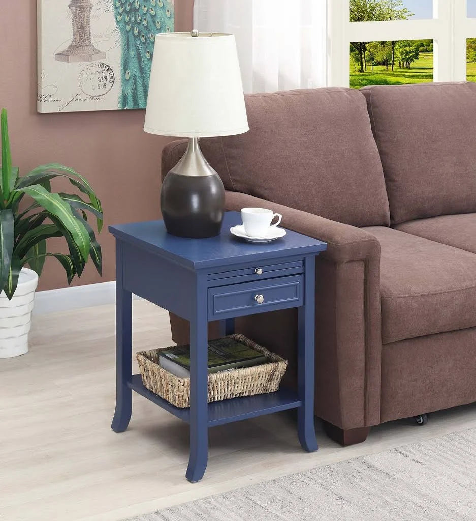 Blue End Table with Drawer and Slide Z224