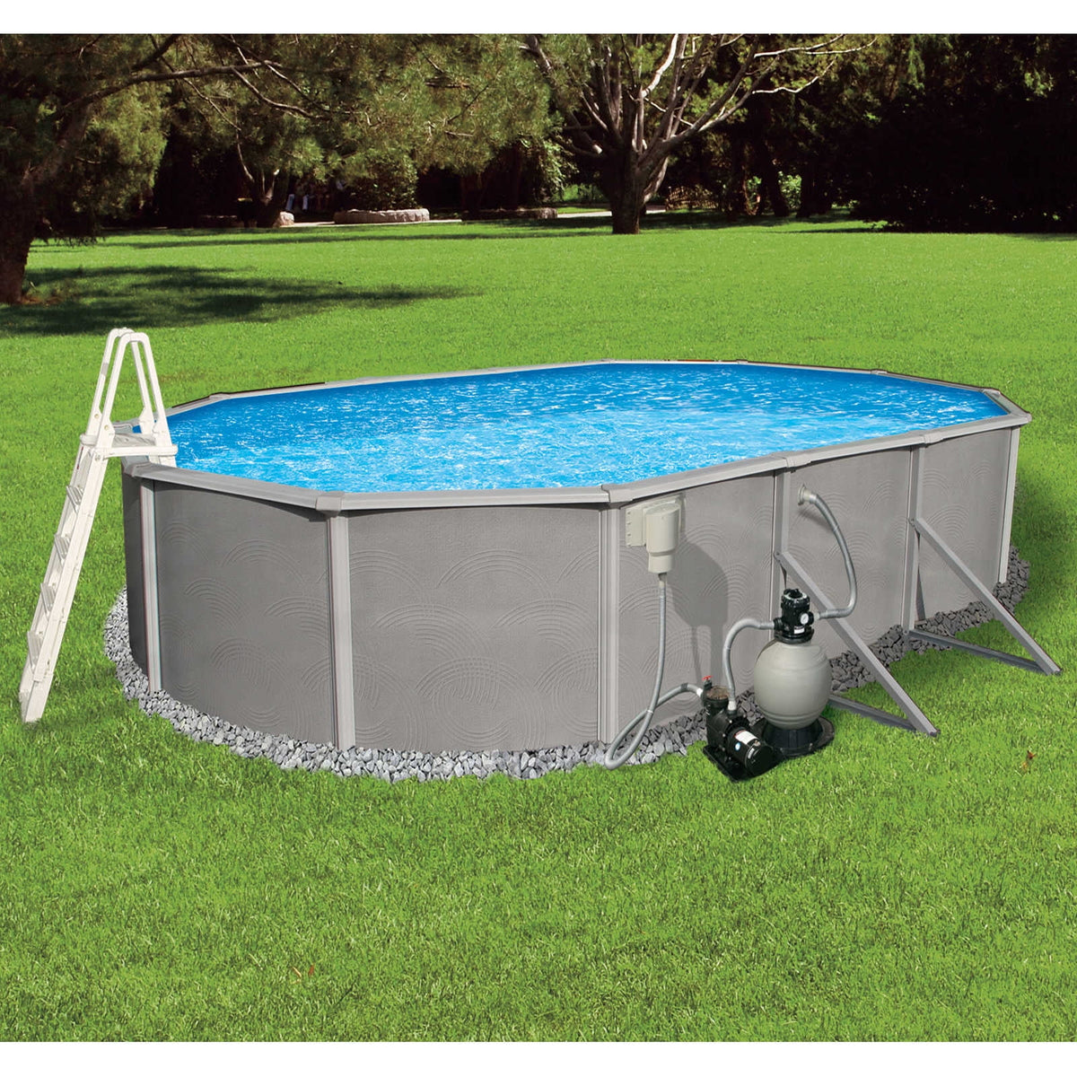 12-ft x 24-ft Oval 52-in Deep Metal Wall Swimming Pool K274173