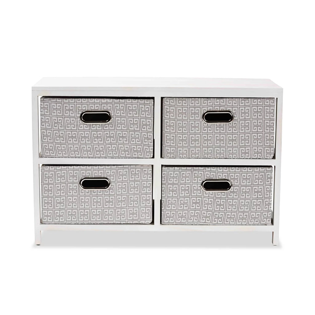 White Finished Wood 4-Basket Storage Unit K870