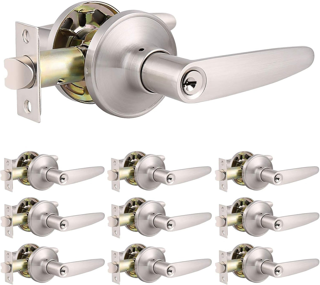 6 Pack Satin Nickel Unlocking Passage Door Levers T68973