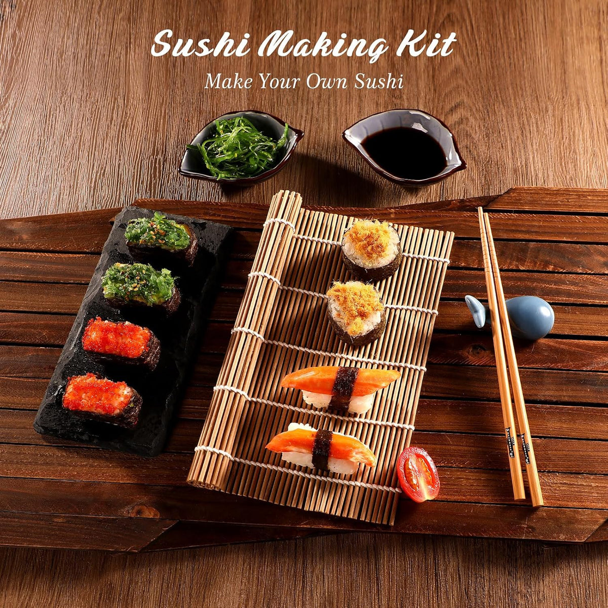 20 in 1 Sushi Making Kit with Chef’s Knife, Bamboo Mats, Rice Mold J3121