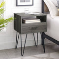 Slate Grey Single Drawer Hairpin Leg Side Table, Set of Two Q92060