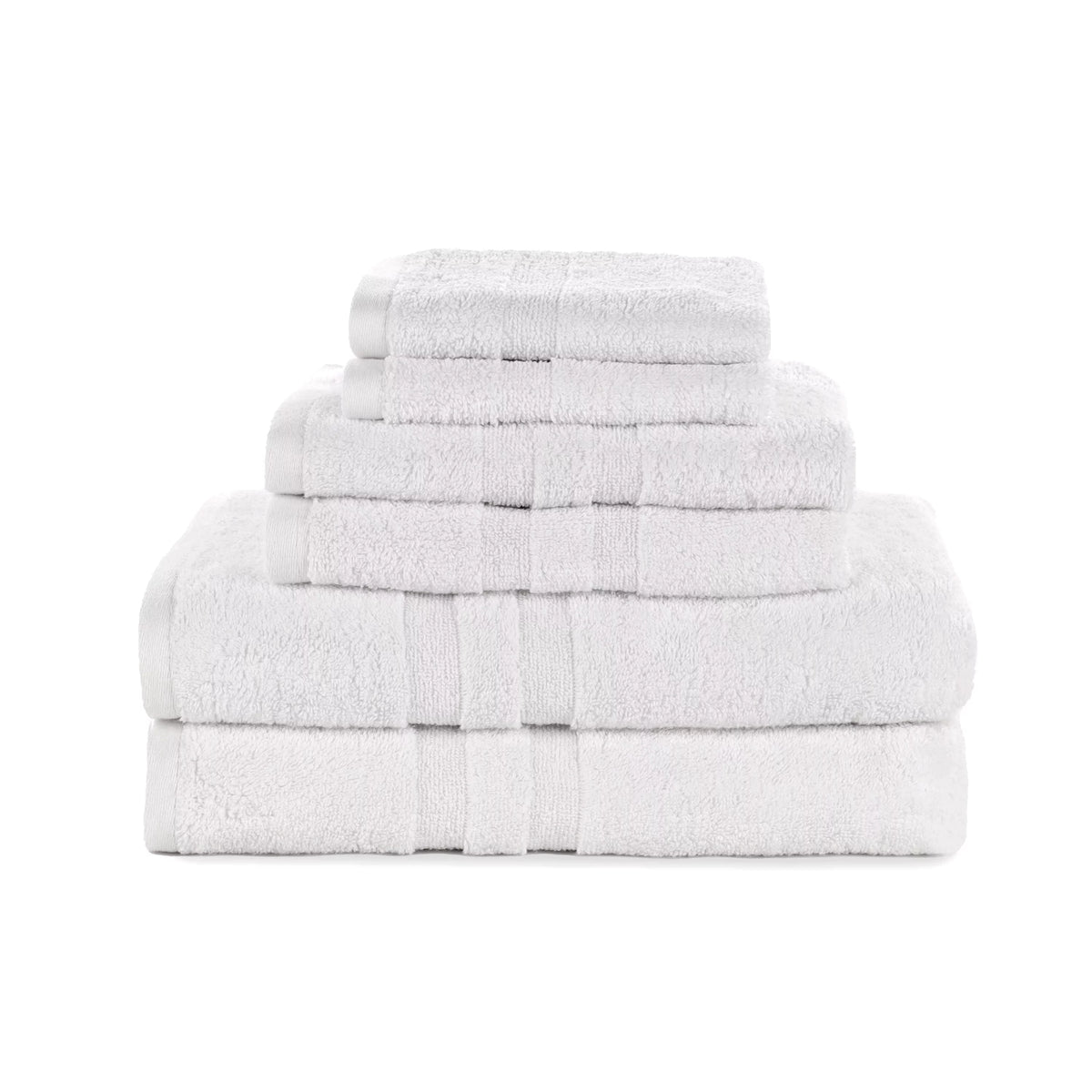 6 Piece 600 Gsm White Cotton Towel Set G944