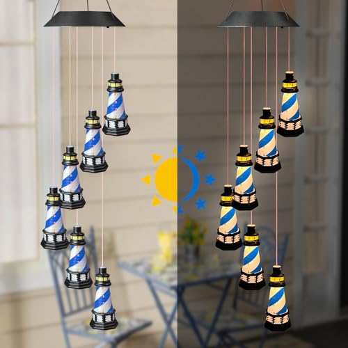 Blue Solar Lighthouse Wind Chimes Z3660