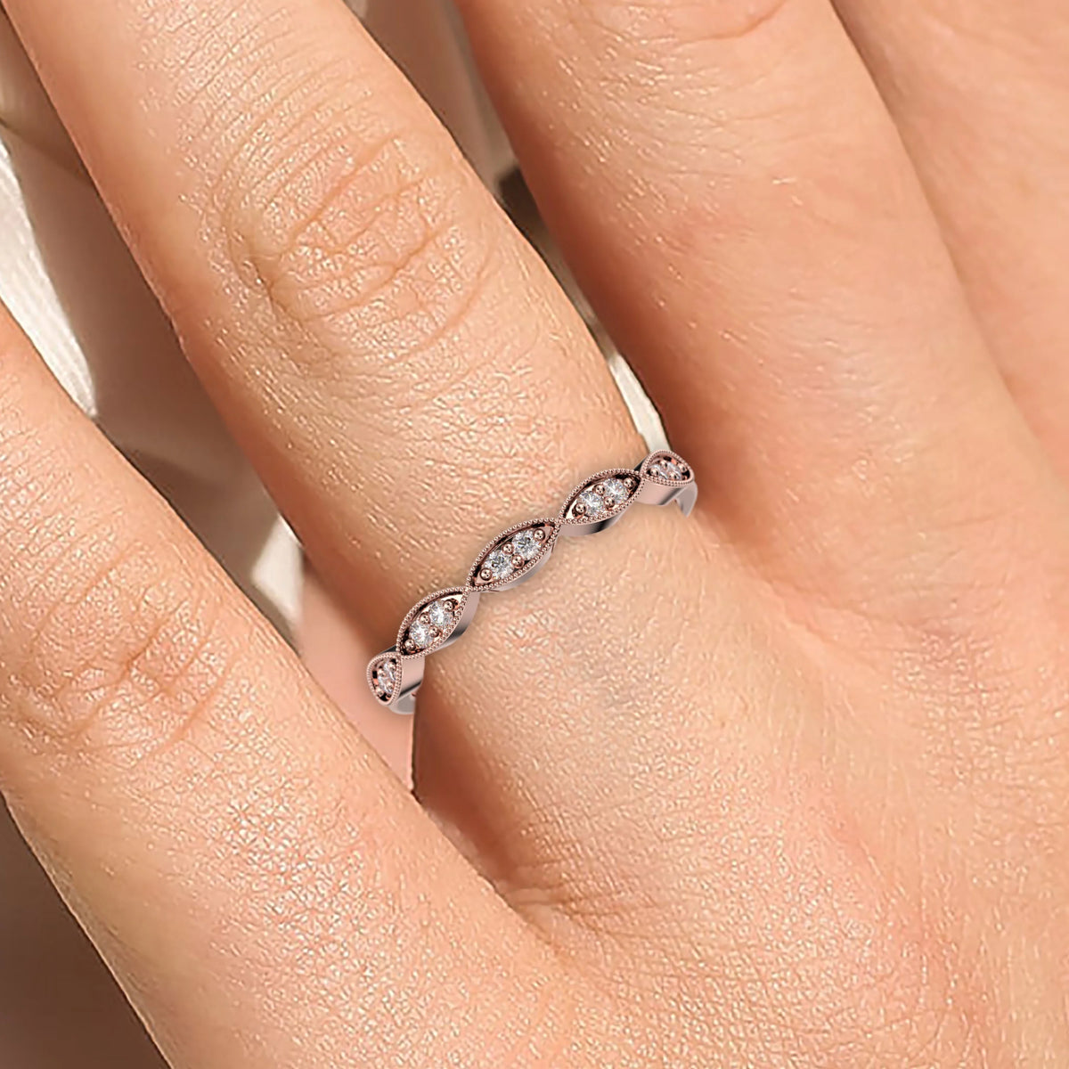 18K Rose Gold Over Silver Diamond Ring M522