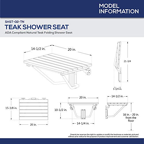 Teak Shower Seat, 20" W x 14" D P901921