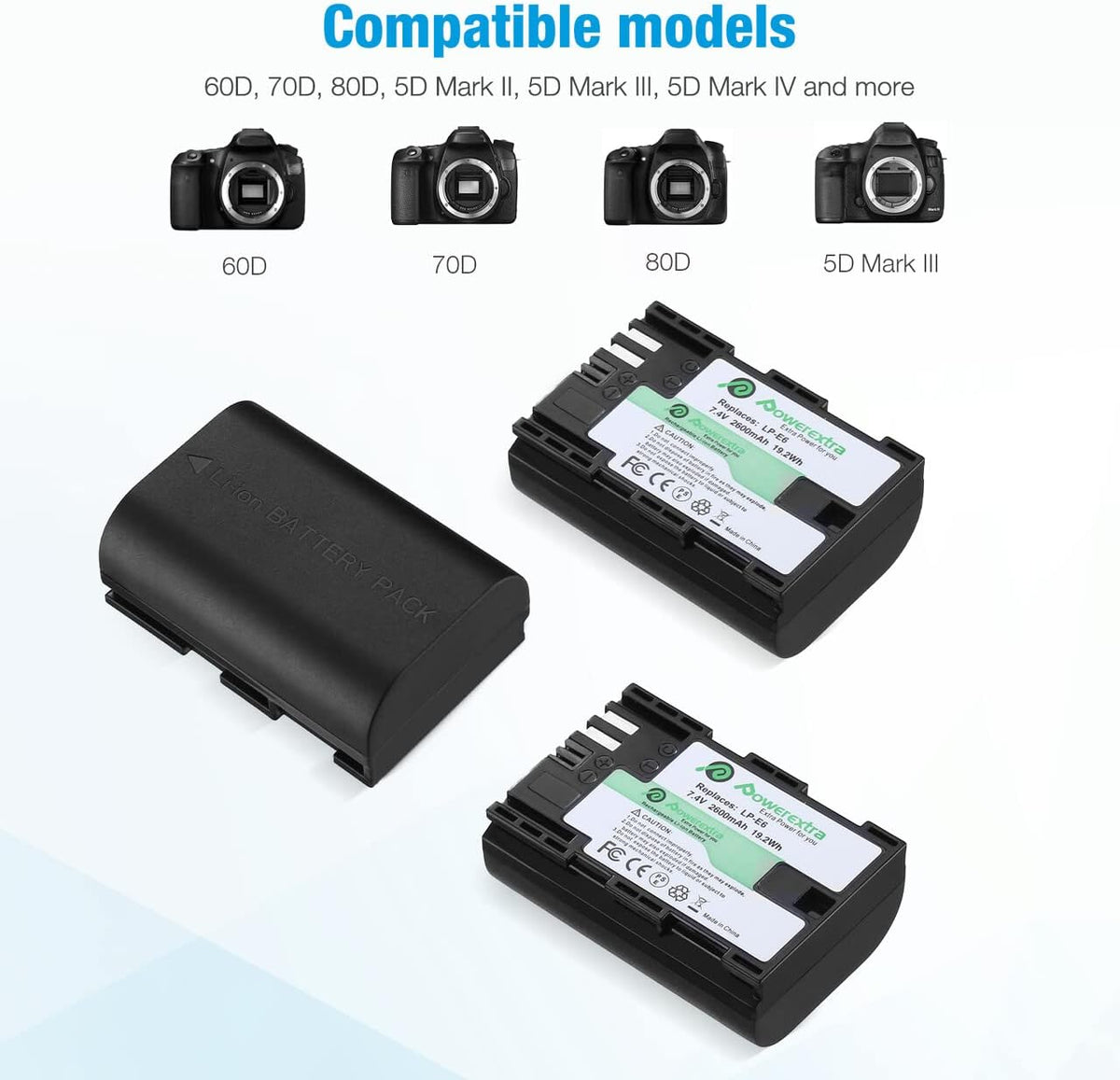 LP-E6 LP E6N Rechargeable Battery 3 Pack Batteries and 3 Channel Charger LCD Display Pack of 2 Y392