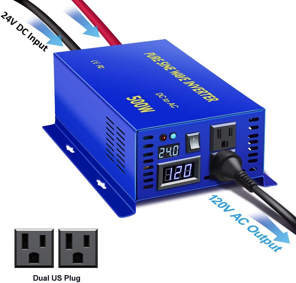 500 Watt Pure Sine Wave Power Inverter 12v to 110v 120v with Cigarette Lighter U6506
