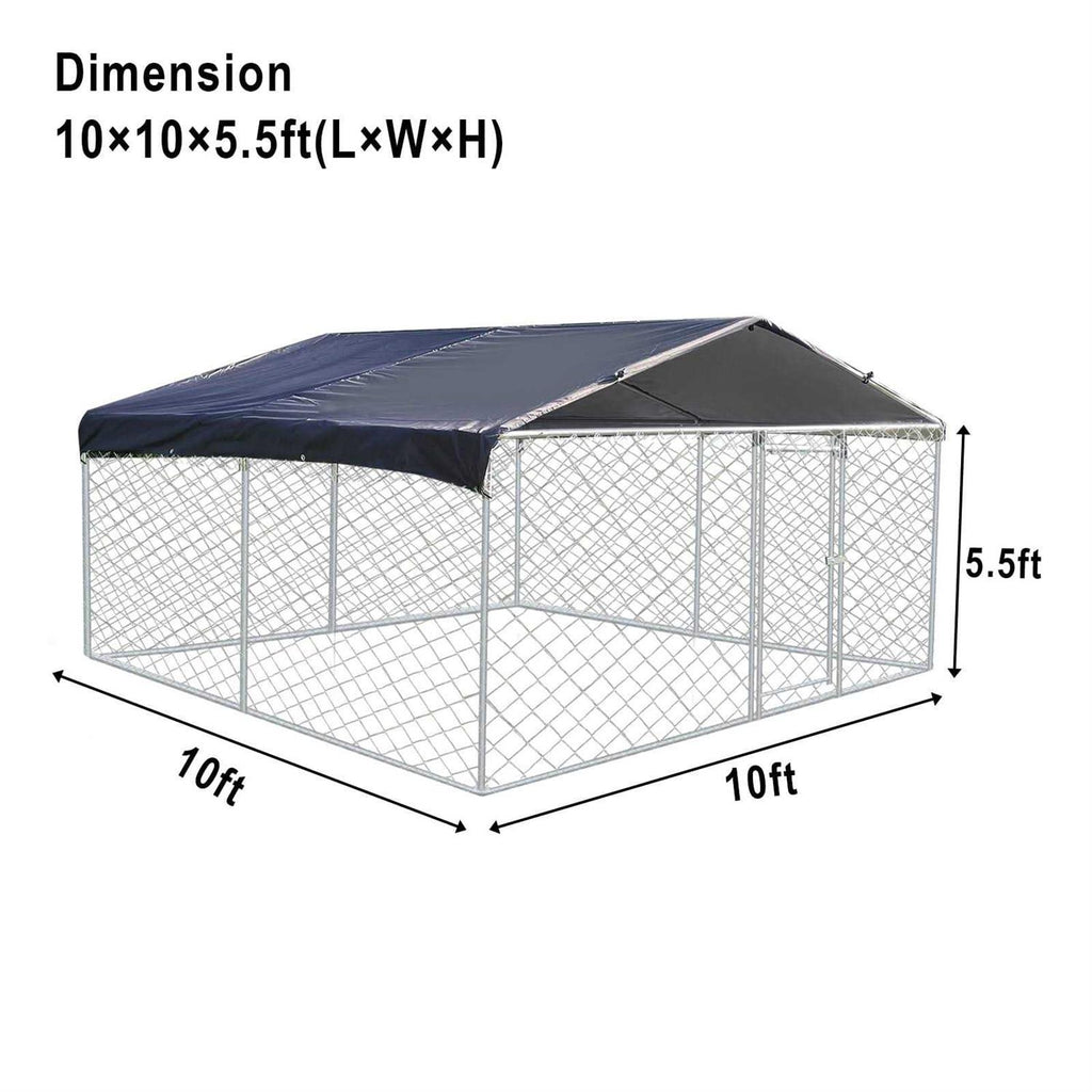 10ft x 10ft Metal Dog Kennel with Roof R32241