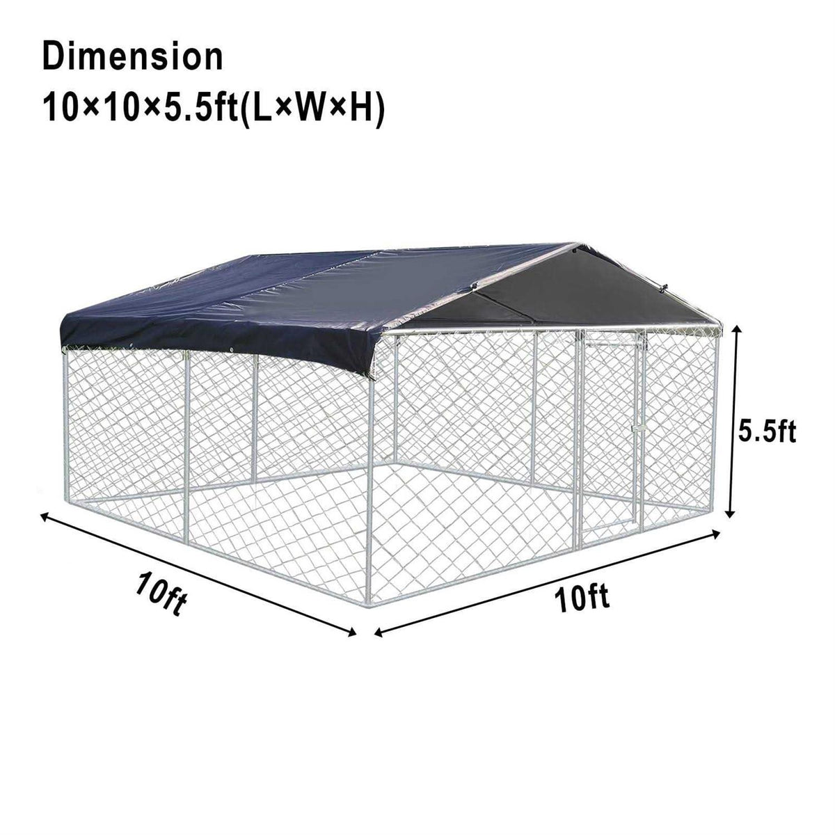 10ft x 10ft Metal Dog Kennel with Roof R32241