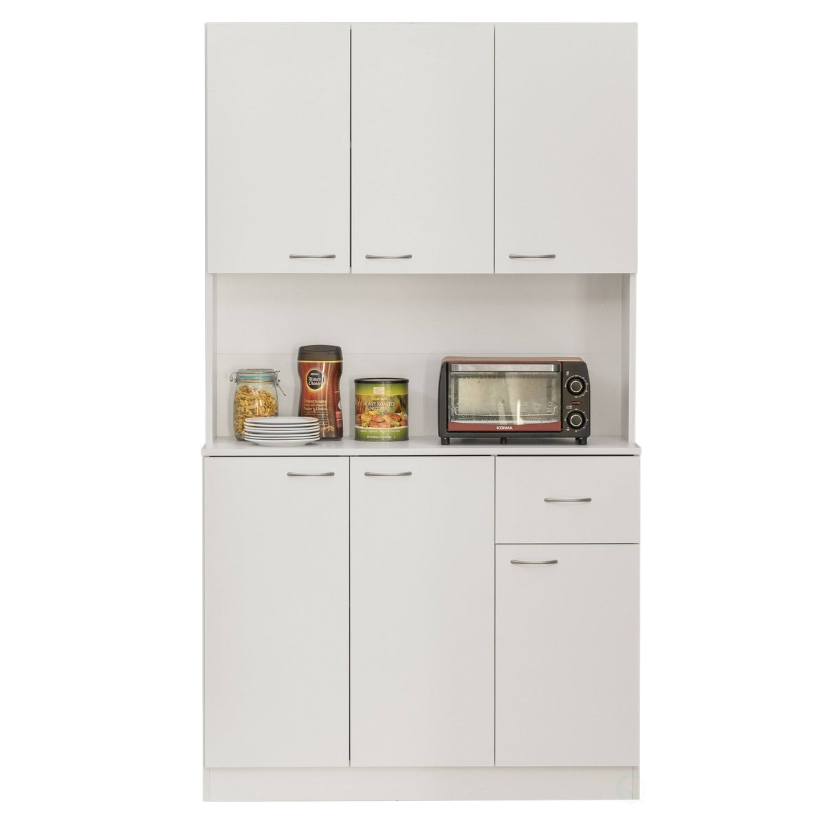 White Kitchen Pantry Storage Cabinet with Doors and Shelves V917220