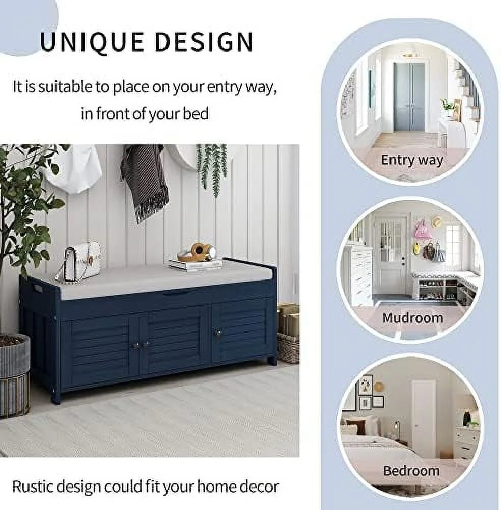 Espresso Wooden Entryway Bench with 3 Doors K18639