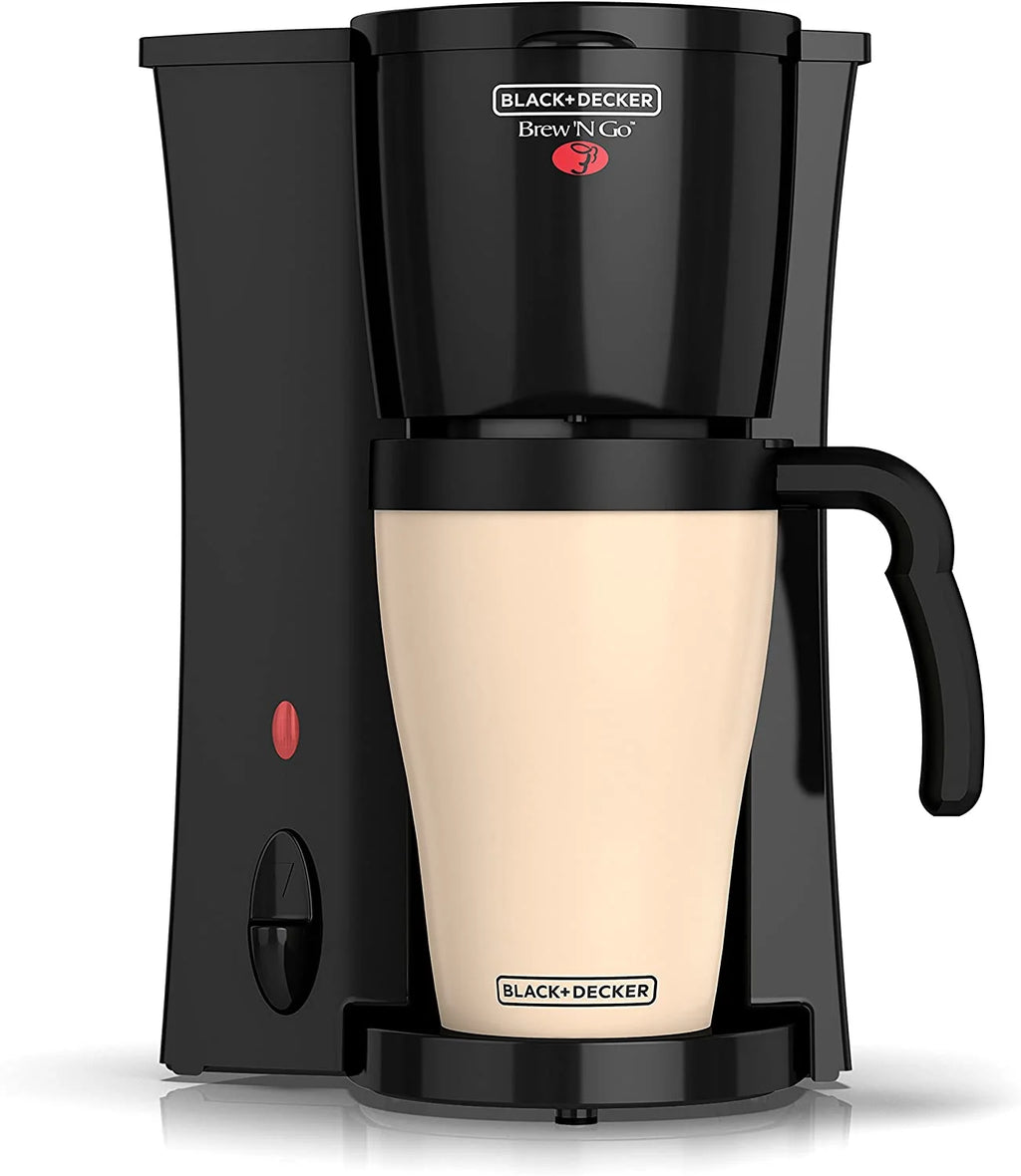 Personal Coffeemaker with Travel Mug, Black/Beige S559