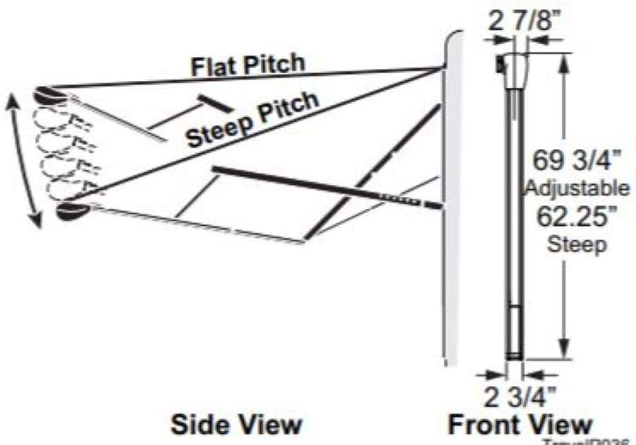 Awning Arm Assembly, 8 feet Length x 8 feet Extension, Black D51726